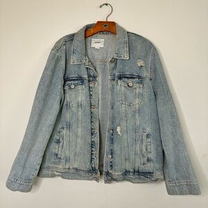 Old navy distressed denim jacket xxl